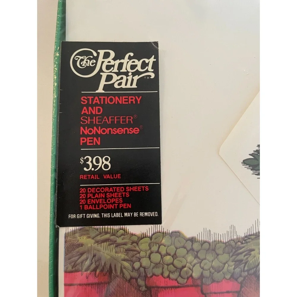 Vintage Stationery & Pen Set Plants Retro‎ Botanical Sheaffer The Perfect Pair